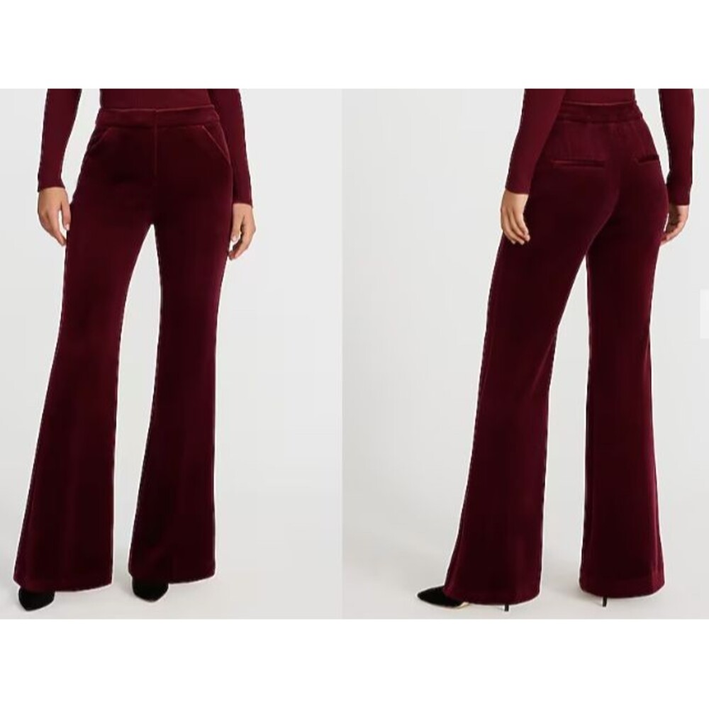 Express Editor Flare Trouser Pants 6R Burgundy Corduroy Velvet Holiday Stretch